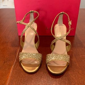 Kate Spade Gold Glittery Heels, Size 7, New With Tags
